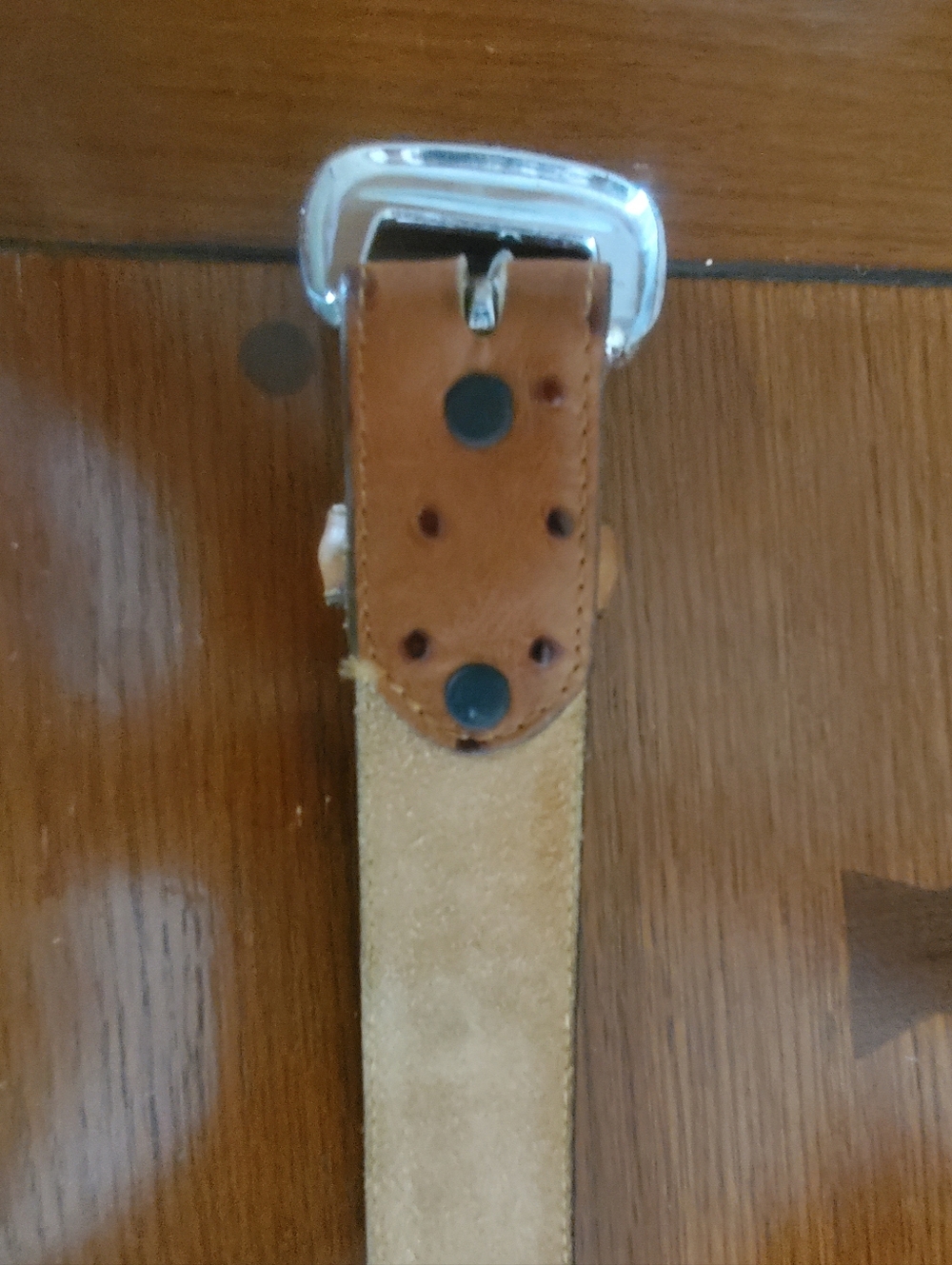 Tony Lama Tan Leather Ostrich Belt with Silver Buckle - Picture 4 of 6